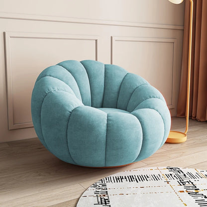 360 Degree Swivel Cream Lazy Sofa Chair Pumpkin Lounge Chair Sherpa Fabric Single Sofa Recliner Cozy Living Room Furniture