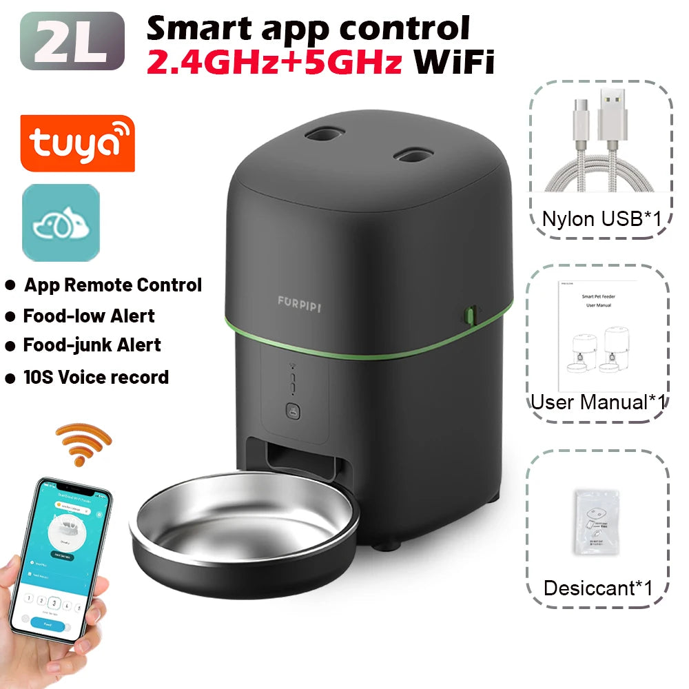 Automatic Cat Feeder 4L Pet Smart 5G Wifi Cat Food Kibble Dispenser Remote Control Auto Feeder for Cat Dog Dry Food Accessories